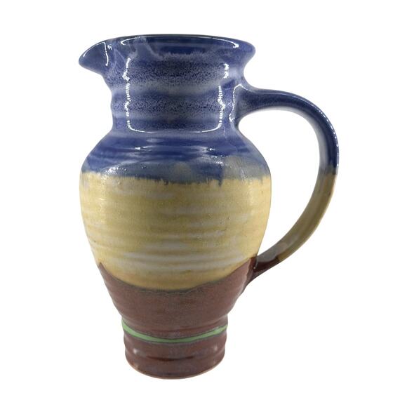 Susan Davey Studio Pottery Pitcher 10" Multicolor Glaze Handmade - Picture 2 of 6